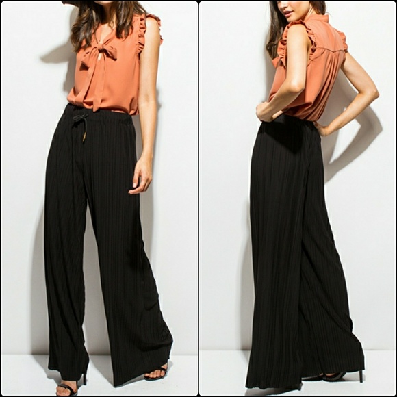 Boutique Pants - Tres Chic! Wide Leg Pleated Pants